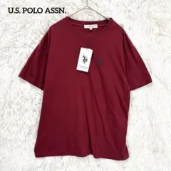 新品　ユーエスポロアッスン　シャツ　赤　フリーサイズ　半袖　コットン混　ロゴ