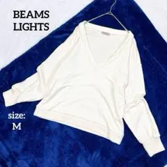 ビームスライツ 長袖 スウェット トレーナー 深Vネック シンプル 無地 春