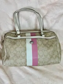 COACH コーチ ミニボストンバック シグネチャー　PVC ピンク