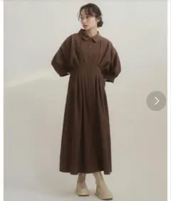 moi tytto ウエストタックデザインシャツワンピース