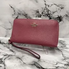 (未使用品)大人気、コーチ、長財布、ラウンドジップ、オールレザー、シボ革、人気色