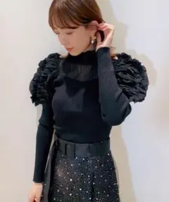 SNIDEL スパークルパフスリーブニットプルオーバー