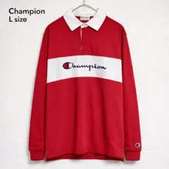 チャンピオン トレーナー ハーフジップ Lサイズ 赤レッド 古着 90s 00s