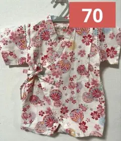 【4/30まで】甚平ロンパース　くろわっさんすべべ　70