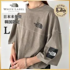 韓国限定☆ THE NORTH FACE ロゴ ステッチ Tシャツ ブラウン L