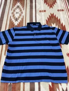 青と黒のストライプ ポロシャツ L