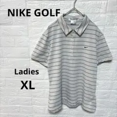 《NIKE GOLF》レディース ポロシャツ 半袖 ボーダー柄 XL