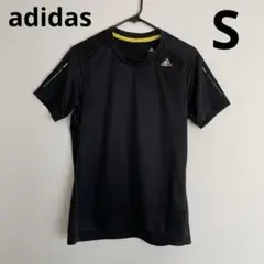 アディダス メンズ スポーツTシャツ 黒 ゴールド S シンプル ステッチ