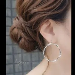 No.169 大ぶり シンプルシルバーリング フープ ピアス