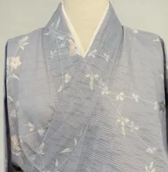 ナ7【3】◆夏用着物◆正絹◆小紋◆薄紫色 花柄◆適応身長160cm〜170cm