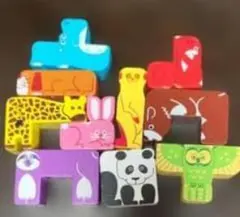 動物の形 木製ブロック 10個セット