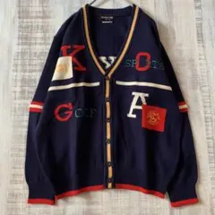 KENSHO ABE ニット カーディガン 古着 レトロ カラフル 日本製