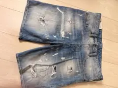DIESEL ディーゼル ダメージ加工 デニムショートパンツ W32 ブルー