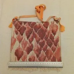 つ*こ様 幾何学模様 ポシェット オレンジさ紬帯　リメイク　商品正絹