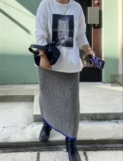 Discoat リブニットラインロングスカート