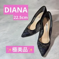 ✨極美品✨ DIANA 刺繍入りハイヒール ブラック・ブルー 22.5cm