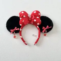 ディズニー ミニー イヤリング 水玉 ドット 赤 レッド リボン カチューシャ