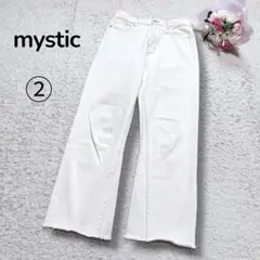 【ミスティックmystic】カットオフ　フレアデニムジーンズ　股上深め　オフ白②