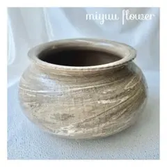 美品 陶器 花瓶 フラワーベース マーブル模様 和風 花器 土地の質感