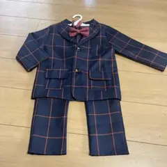 ネイビーオレンジチェックスーツセット