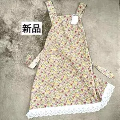 MtoN 花柄エプロン 花柄水色エプロン 水色エプロン 寺井布帛製造所