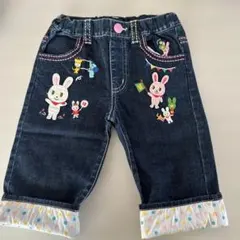 30日まで値下げします❗️【新品】ミキハウス　女児豪華刺繍デニムパンツ120cm