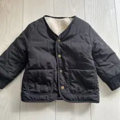 リバーシブル　ボア裏地付きブラックキルティングアウター　90cm