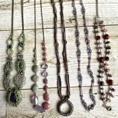 ハンドメイド 天然石　ピンク　紫系ネックレスなど6点