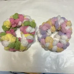 カラフルポンポンヘアゴム2個セット