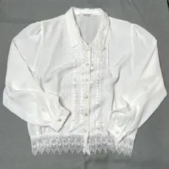 Vintage used 80s 90s シアー　レース　レトロ　ブラウスのサムネイル