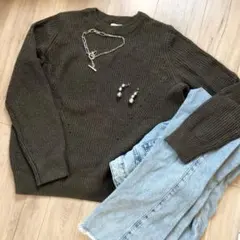 GU カーキニット　Ｌ