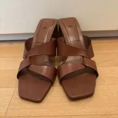 ZARA ブラウン クロスストラップ サンダル 37