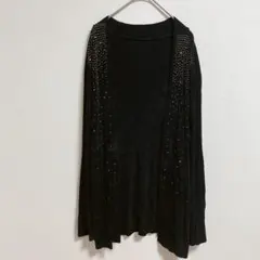 美品✨ ブラック ストーン装飾 カーディガン 羽織り キレイめ 上品 シンプル
