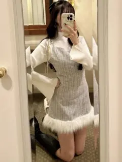 ファーラメツイードミニキャミワンピース