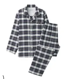 無印良品　新品　脇に縫い目のない　フランネルパジャマ　スモーキーブラウンチェック