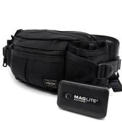 美品 ポーター ヒート ボディバッグ マグライト付 斜め掛け メンズ ブラック