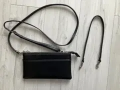 牛革 2way ポシェット サコッシュ スマホショルダー 黒