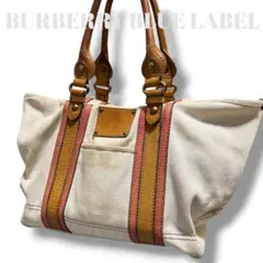 BURBERRY バーバリーブルーレーベル キャンパス トートバッグ レザー