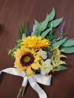 ひまわり　ブーケ＆ブートニア　アーティシャルフラワー　造花