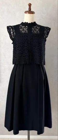 黒レーストップスワンピースセットアップ　セレモニードレス　入学卒業