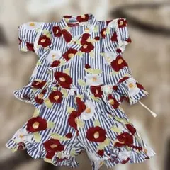 花柄ストライプ甚平 100 アプレレクール