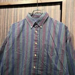 90s US古着 柄シャツ ストライプ ボタンダウンシャツ
