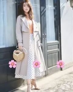 アプワイザーリッシェ　ミディ丈フレアスカート　ドット柄ロングスカート
