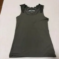 ザンパ　レース装飾付き タンクトップ カーキのサムネイル