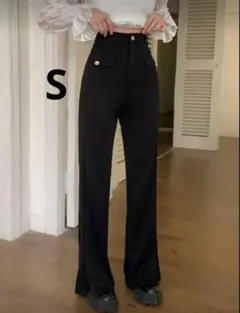 シーイン ハイウェストフレアレッグパンツ 黒 S