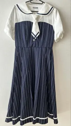 axes femme ストライプドッキングワンピース 紺