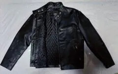 ☆ホーンワークス メンズ 本革 レザー ライダース ジャケット 黒 ＬＬ 美品