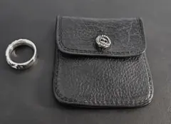 レナードカムホート 新品 シルバーコンチョボタンレザーポーチ 