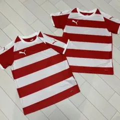 Puma ストライプ Tシャツ 赤/白 2枚セット