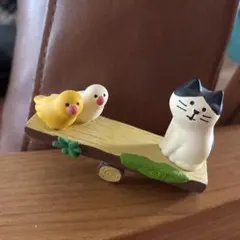 希少　廃盤　レア　デコレ コンコンブル 猫と小鳥 シーソー 置物